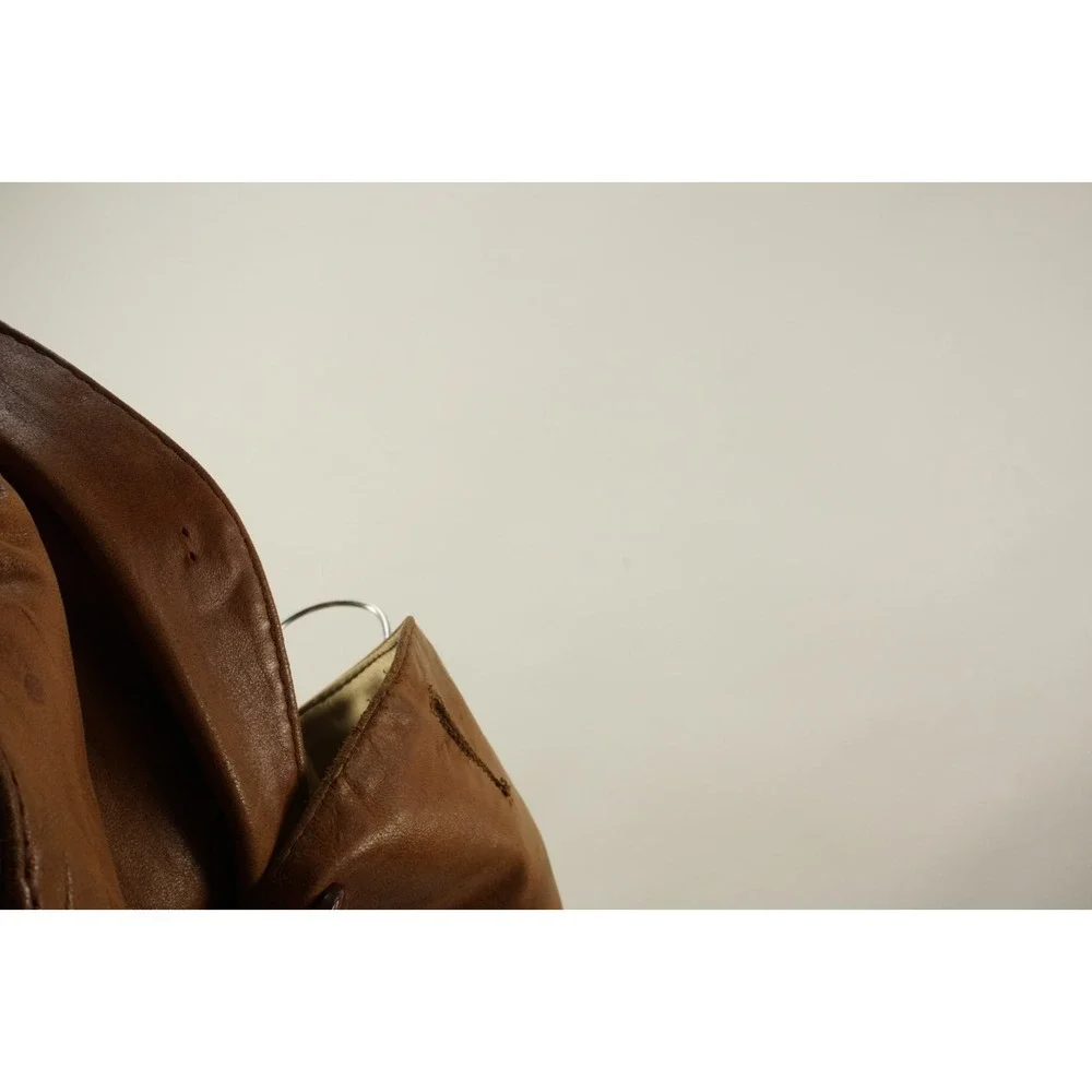 Vintage 1970s Vagabond New Hampshire Brown Leather Western Vest Sz 46 Distressed